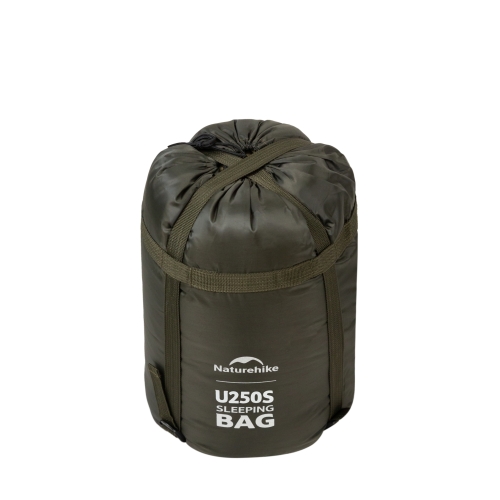 Спальный мешок Naturehike U250S с капюшоном, хаки (NH20MSD07), молния слева