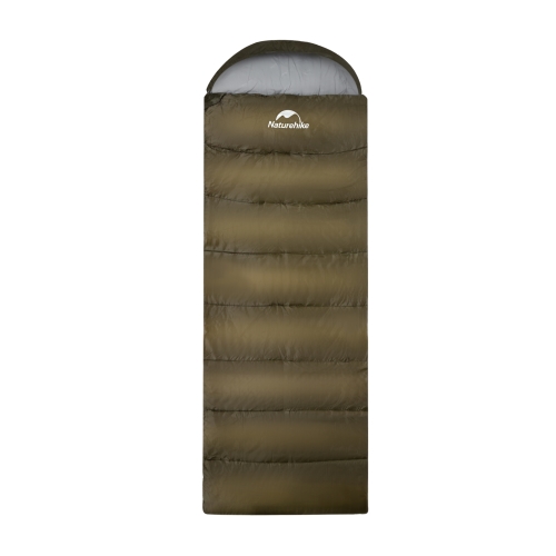 Спальный мешок Naturehike U350S с капюшоном, хаки (NH20MSD07), молния слева