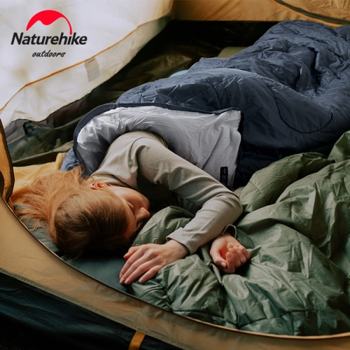 Спальный мешок Naturehike Y150L с круглым дном и капюшоном, зеленый, молния справа (NH21MSD08)