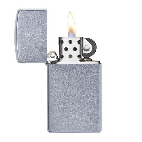 Зажигалка Zippo Slim Street Chrome, латунь/сталь, серебристая, матовая, 29х10x60 мм