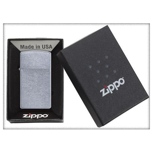 Зажигалка Zippo Slim Street Chrome, латунь/сталь, серебристая, матовая, 29х10x60 мм