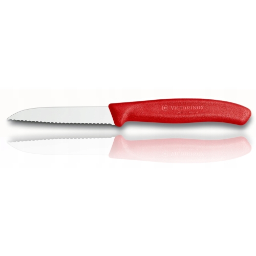 Нож Victorinox для овощей, лезвие 8 см волнистое, красный
