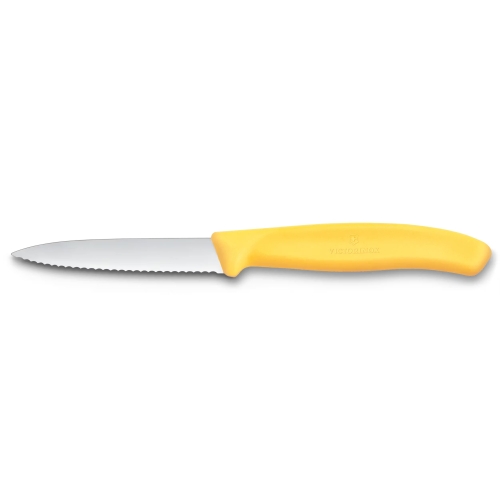 Нож Victorinox для очистки овощей, лезвие 8 см волнистое, желтый