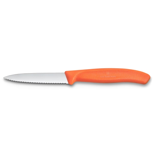 Нож Victorinox для очистки овощей, лезвие 8 см волнистое, оранжевый