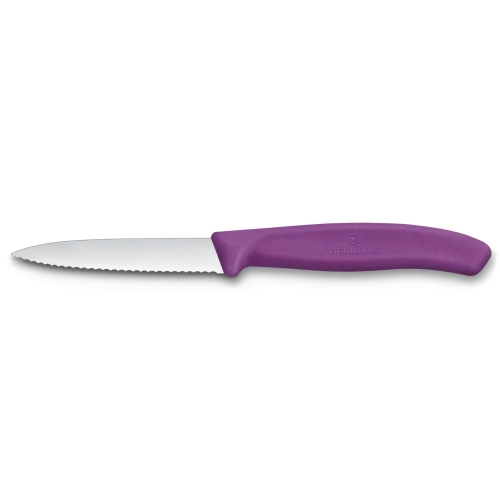 Нож Victorinox для очистки овощей, лезвие 8 см волнистое, фиолетовый