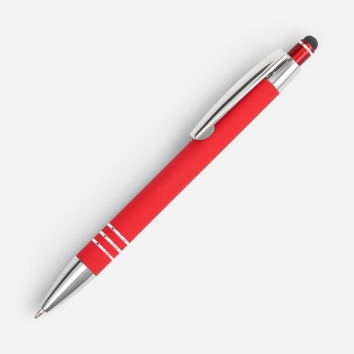 Ручка шариковая Sansen Soft Touch со стилусом, красная