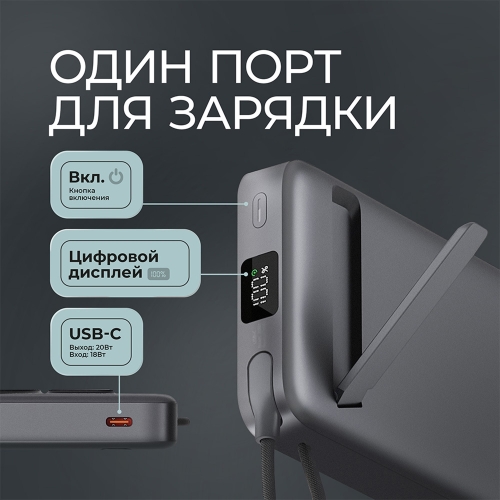 Внешний АКБ NRG MageSafe QI2 10000 мА-ч, 15Вт QI