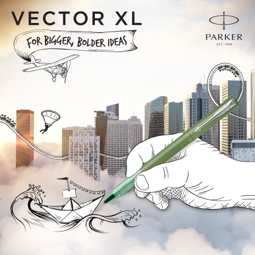Parker Vector XL - Green, ручка-роллер, M, подар.кор.