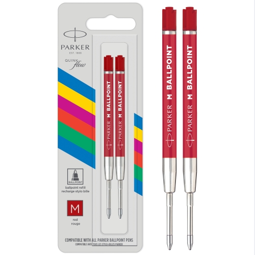 Parker стержень для шариковой ручки QuinkFlow Basic Z09, M, 1мм, красный, блистер (2шт)