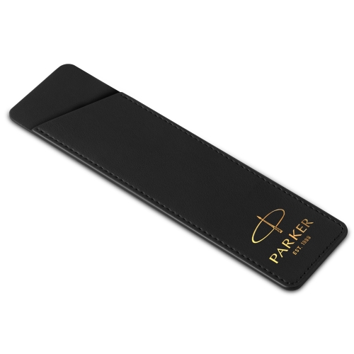 Parker чехол из натуральной кожи, матово-черный с золотым тиснением