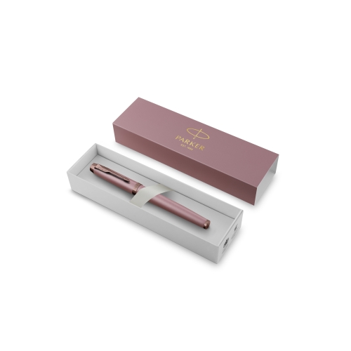 Parker IM Mauve Bronze Trim ручка роллер черная, 0,5мм, подарочная упаковка