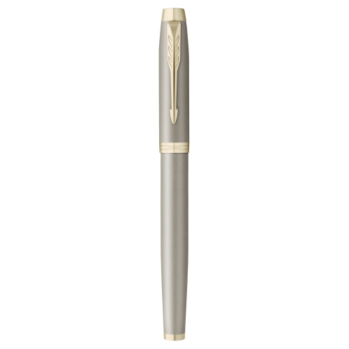 Parker IM Sandstone Champagne PVD Trim ручка роллер черная, 0,5мм, подарочная упаковка