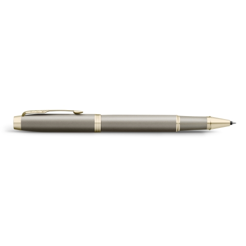 Parker IM Sandstone Champagne PVD Trim ручка роллер черная, 0,5мм, подарочная упаковка