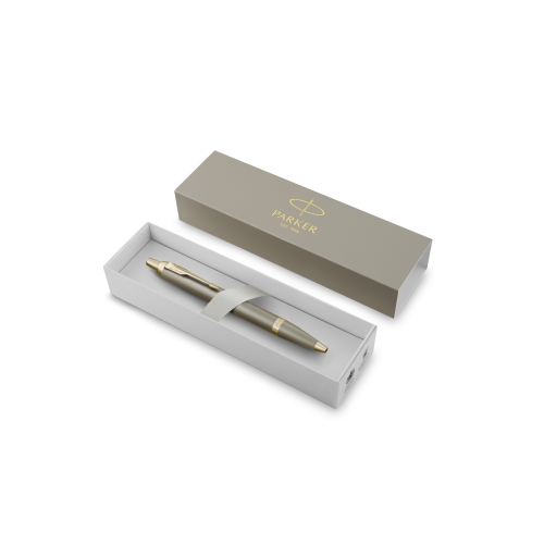 Parker IM Sandstone Champagne PVD Trim ручка шариковая синяя, 1,0мм, подарочная упаковка