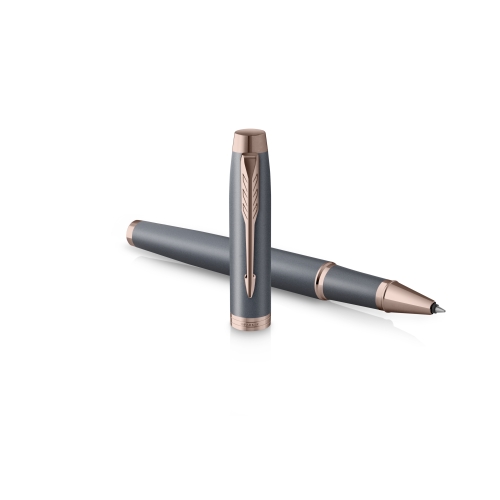 Parker IM Slate Rose Gold PVD Trim ручка роллер черная, 0,5мм, подарочная упаковка