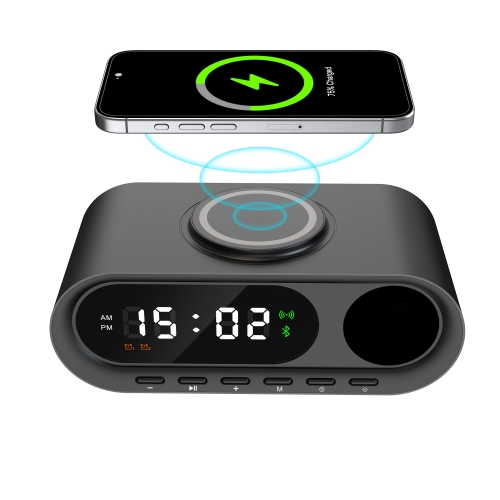 Настольные часы "Smart Hub" с bluetooth колонкой 5Вт, беспроводной (15W) зарядкой и подсветкой логотипа