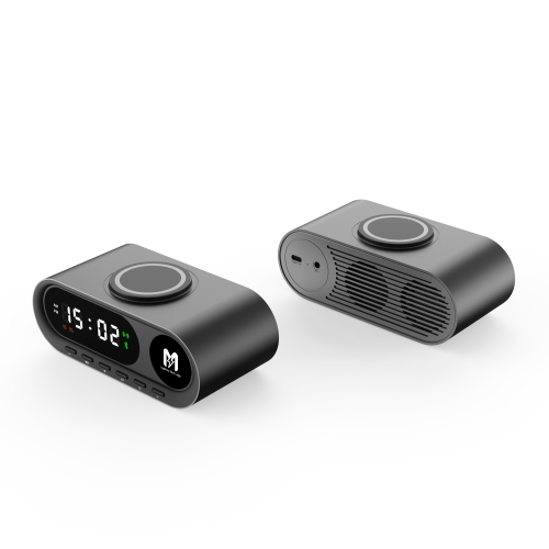 Настольные часы "Smart Hub" с bluetooth колонкой 5Вт, беспроводной (15W) зарядкой и подсветкой логотипа
