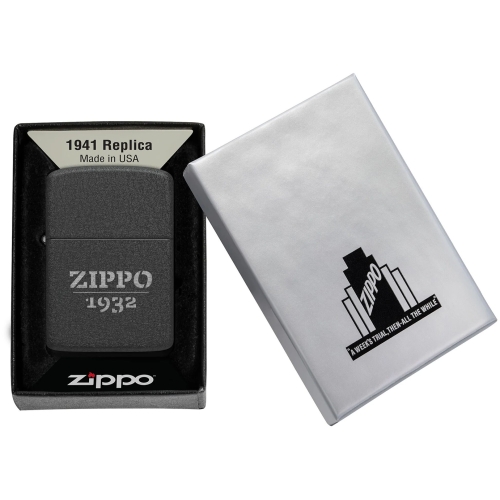 Зажигалка ZIPPO 1941 Replica, с покрытием Black Crackle, черный, матовая, 38x13x57 мм, шт