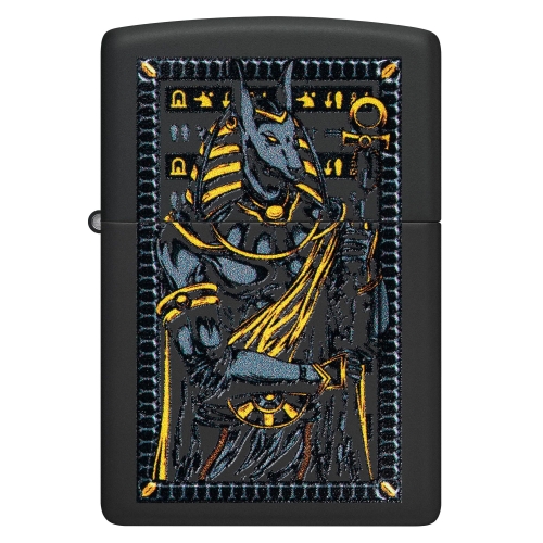 Зажигалка ZIPPO Anubis с покрытием Black Matte, латунь/сталь, черная, 38x13x57 мм, шт