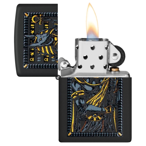 Зажигалка ZIPPO Anubis с покрытием Black Matte, латунь/сталь, черная, 38x13x57 мм, шт