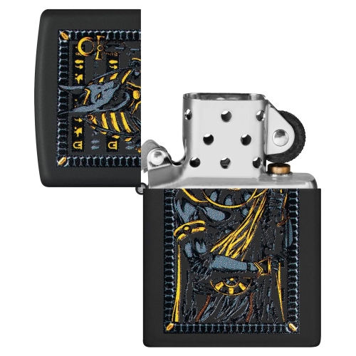 Зажигалка ZIPPO Anubis с покрытием Black Matte, латунь/сталь, черная, 38x13x57 мм, шт