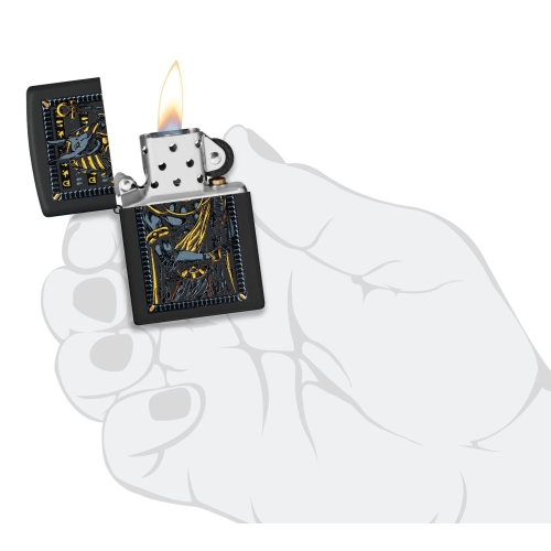 Зажигалка ZIPPO Anubis с покрытием Black Matte, латунь/сталь, черная, 38x13x57 мм, шт