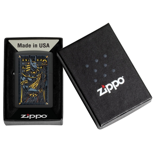 Зажигалка ZIPPO Anubis с покрытием Black Matte, латунь/сталь, черная, 38x13x57 мм, шт