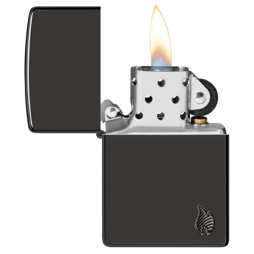 Зажигалка ZIPPO Armor Flame c покрытием High Polish Black, латунь/сталь, черная, 38x13x57 мм, шт