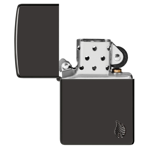 Зажигалка ZIPPO Armor Flame c покрытием High Polish Black, латунь/сталь, черная, 38x13x57 мм, шт