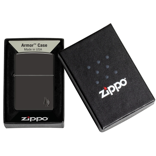 Зажигалка ZIPPO Armor Flame c покрытием High Polish Black, латунь/сталь, черная, 38x13x57 мм, шт