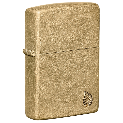 Зажигалка ZIPPO Armor Flame c покрытием Tumbled Brass, латунь/сталь, золотистая, 38x13x57 мм, шт