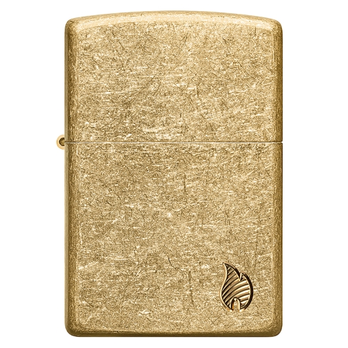 Зажигалка ZIPPO Armor Flame c покрытием Tumbled Brass, латунь/сталь, золотистая, 38x13x57 мм, шт