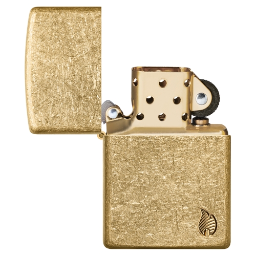 Зажигалка ZIPPO Armor Flame c покрытием Tumbled Brass, латунь/сталь, золотистая, 38x13x57 мм, шт