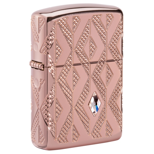 Зажигалка Zippo Armor Geometric Diamond Pattern Design, латунь/стальрозовое золото,38x13x57мм