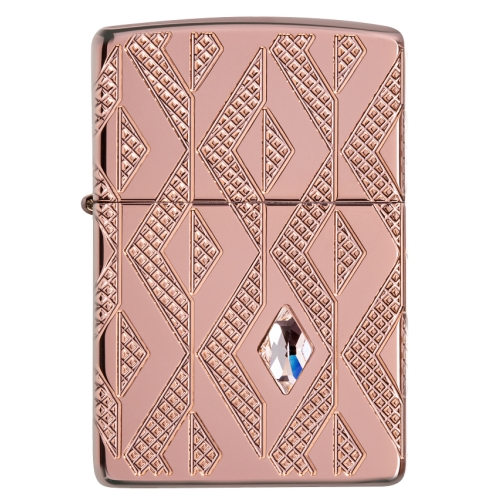 Зажигалка Zippo Armor Geometric Diamond Pattern Design, латунь/стальрозовое золото,38x13x57мм
