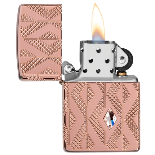Зажигалка Zippo Armor Geometric Diamond Pattern Design, латунь/стальрозовое золото,38x13x57мм