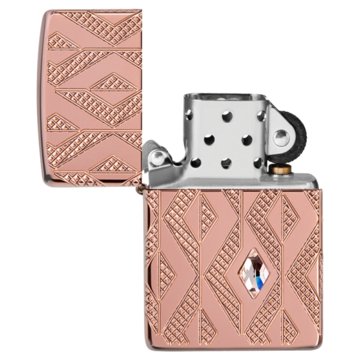 Зажигалка Zippo Armor Geometric Diamond Pattern Design, латунь/стальрозовое золото,38x13x57мм