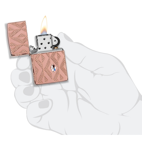 Зажигалка Zippo Armor Geometric Diamond Pattern Design, латунь/стальрозовое золото,38x13x57мм