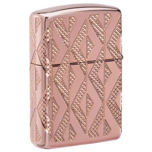 Зажигалка Zippo Armor Geometric Diamond Pattern Design, латунь/стальрозовое золото,38x13x57мм