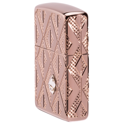 Зажигалка Zippo Armor Geometric Diamond Pattern Design, латунь/стальрозовое золото,38x13x57мм
