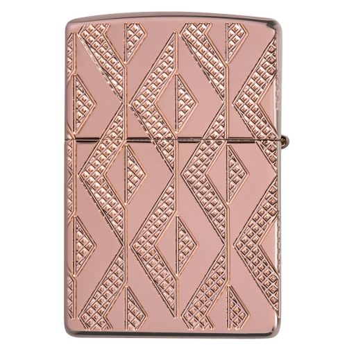 Зажигалка Zippo Armor Geometric Diamond Pattern Design, латунь/стальрозовое золото,38x13x57мм