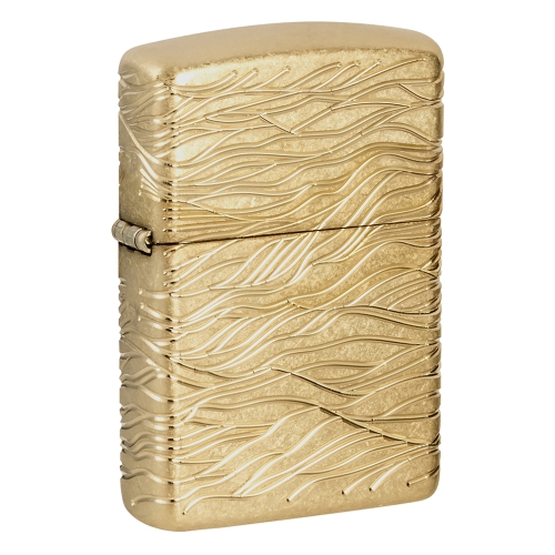Зажигалка ZIPPO Armor Luxury Waves Design с покрытием Tumbled Brass, латунь/сталь, золотистая, матов
