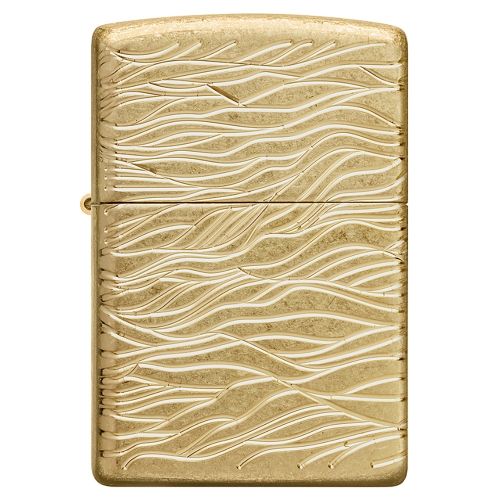 Зажигалка ZIPPO Armor Luxury Waves Design с покрытием Tumbled Brass, латунь/сталь, золотистая, матов