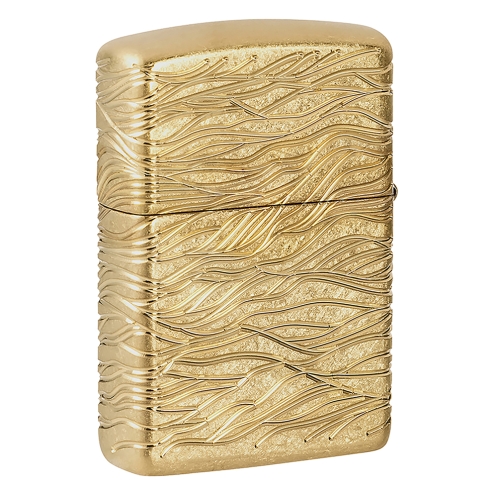 Зажигалка ZIPPO Armor Luxury Waves Design с покрытием Tumbled Brass, латунь/сталь, золотистая, матов