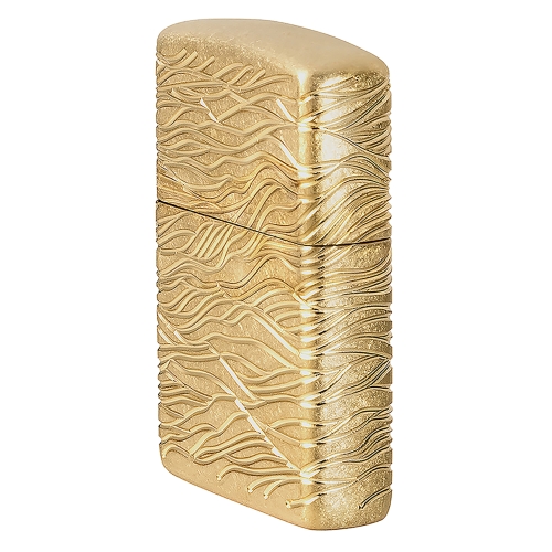 Зажигалка ZIPPO Armor Luxury Waves Design с покрытием Tumbled Brass, латунь/сталь, золотистая, матов