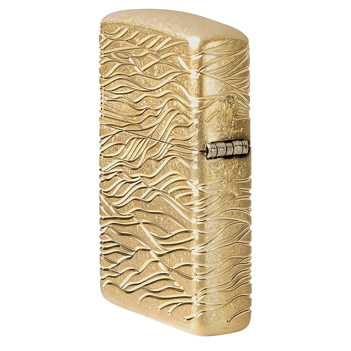 Зажигалка ZIPPO Armor Luxury Waves Design с покрытием Tumbled Brass, латунь/сталь, золотистая, матов