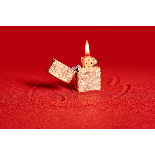 Зажигалка ZIPPO Armor Luxury Waves Design с покрытием Tumbled Brass, латунь/сталь, золотистая, матов