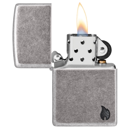 Зажигалка ZIPPO Armor Пламя c античным серебристым покрытием | Flame Antique Silver, латунь/сталь, с