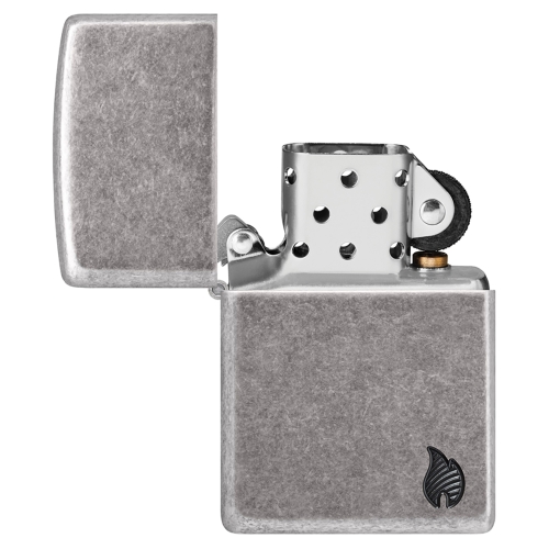 Зажигалка ZIPPO Armor Пламя c античным серебристым покрытием | Flame Antique Silver, латунь/сталь, с