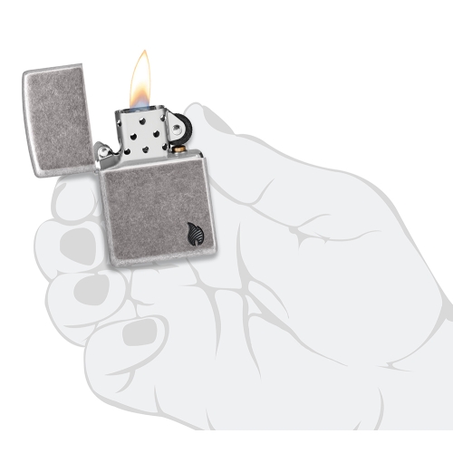 Зажигалка ZIPPO Armor Пламя c античным серебристым покрытием | Flame Antique Silver, латунь/сталь, с